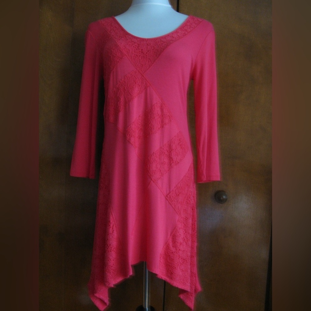 Cable & Gauge Asymmetrical Pink Lace Dress